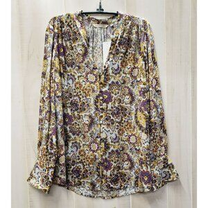 Soft Surroundings Via Alpina Blouse, Medium, Purple Paisley, Peasant Boho NWT